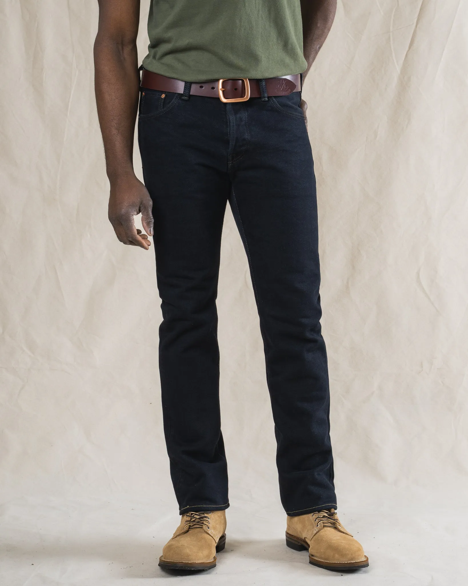 21oz Selvedge Denim Slim Cut Jeans - Indigo Overdyed Black sold by Iron Heart product image thumbnail 4