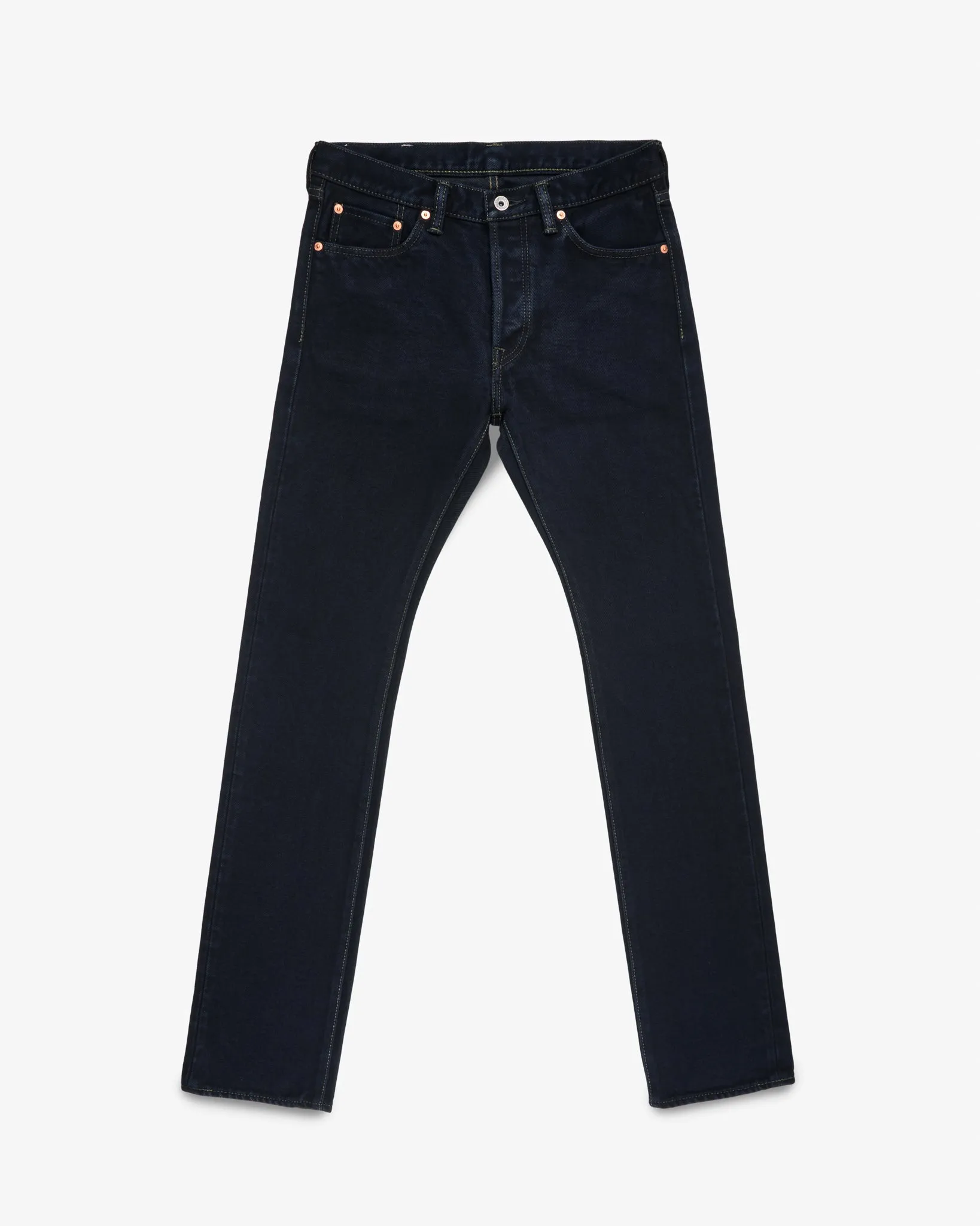 21oz Selvedge Denim Slim Cut Jeans - Indigo Overdyed Black sold by Iron Heart