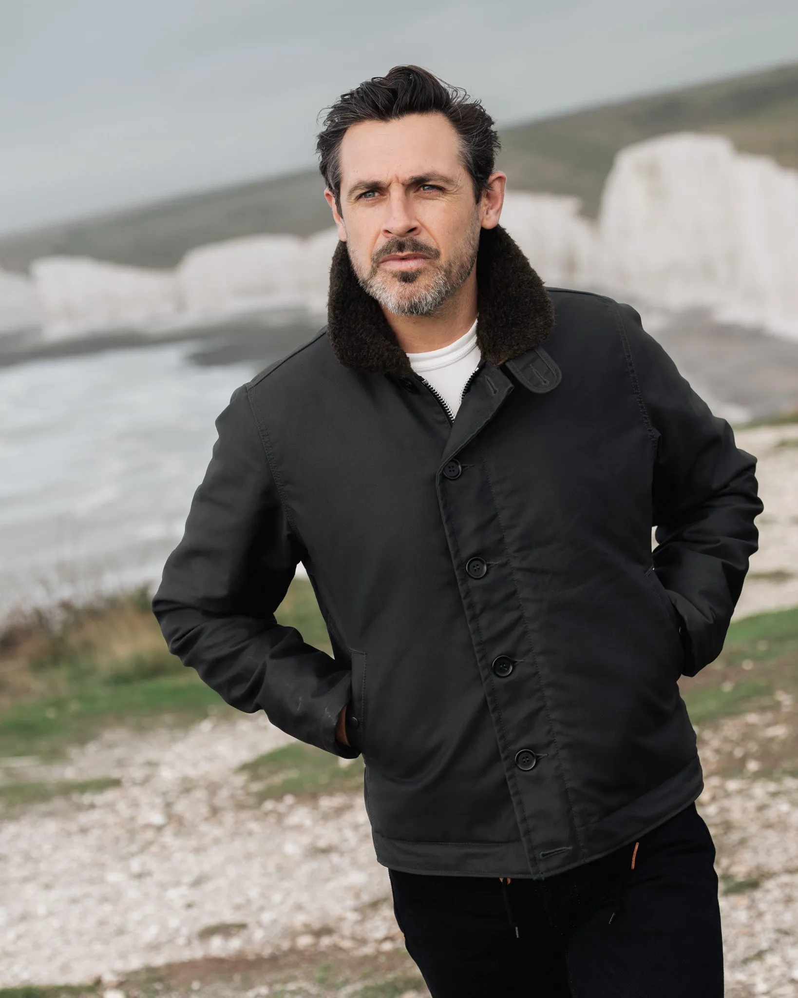 Oiled Whipcord N1 Deck Jacket - Black sold by Iron Heart product image thumbnail 4