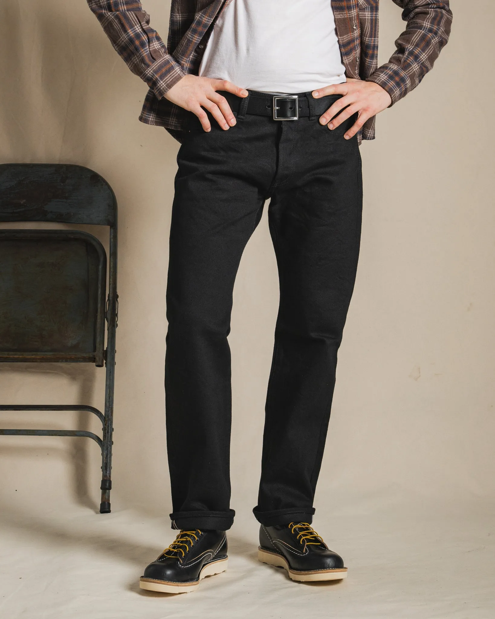 21oz Selvedge Denim Straight Cut Jeans - Superblack (Fades To Grey) sold by Iron Heart product image thumbnail 4