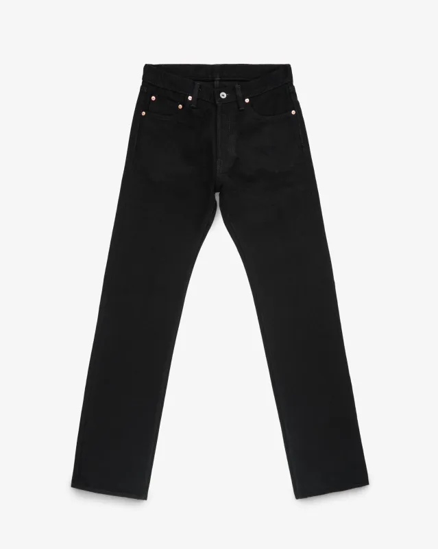21oz Selvedge Denim Straight Cut Jeans - Superblack (Fades To Grey) sold by Iron Heart