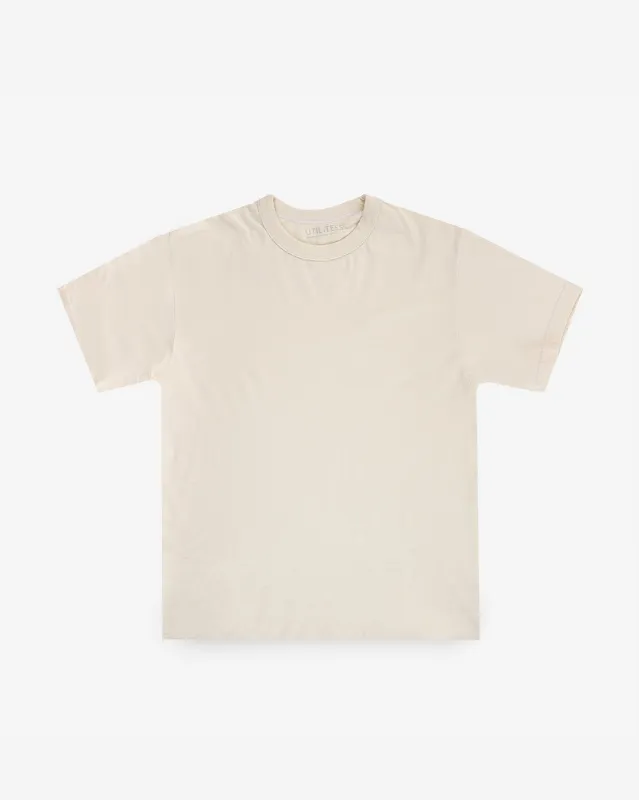 UTILITEES - 5.5oz Loopwheel Crew Neck T-Shirt - Natural Pigment Dyed Reed sold by Iron Heart