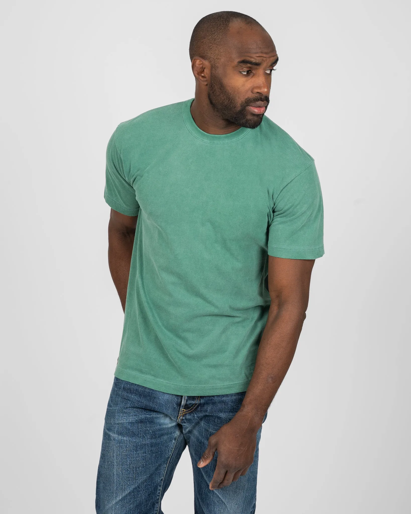 UTILITEES - 5.5oz Loopwheel Crew Neck T-Shirt - Green sold by Iron Heart product image thumbnail 2