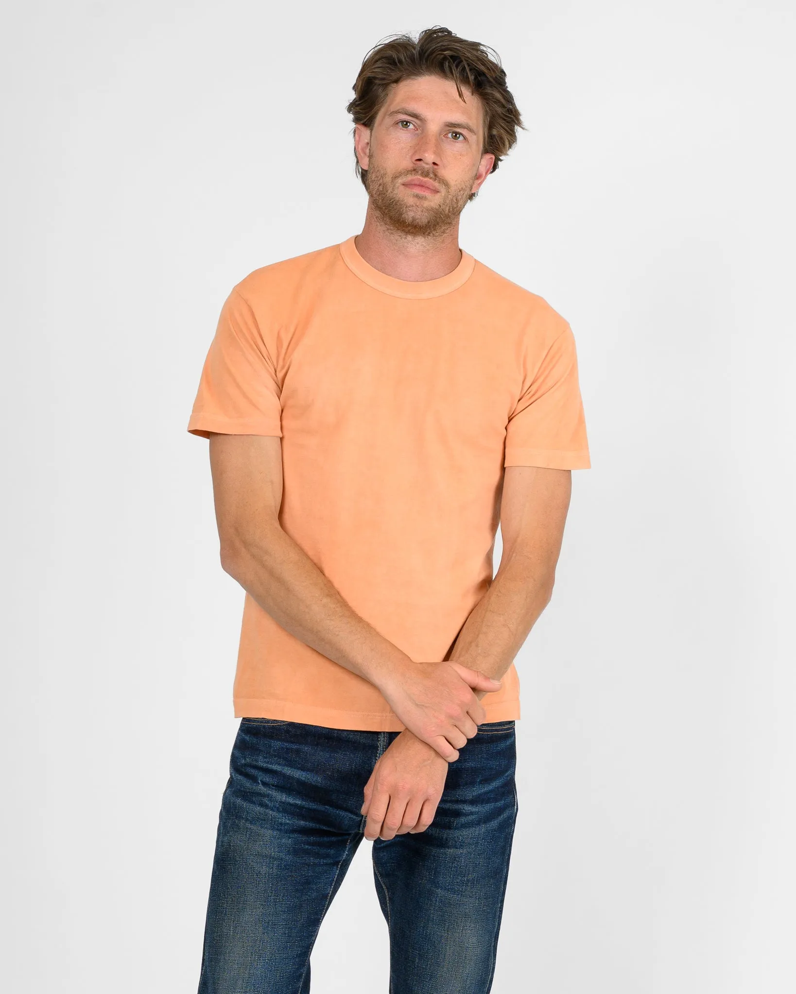 UTILITEES - 5.5oz Loopwheel Crew Neck T-Shirt - Hand Dyed Peach sold by Iron Heart product image thumbnail 2