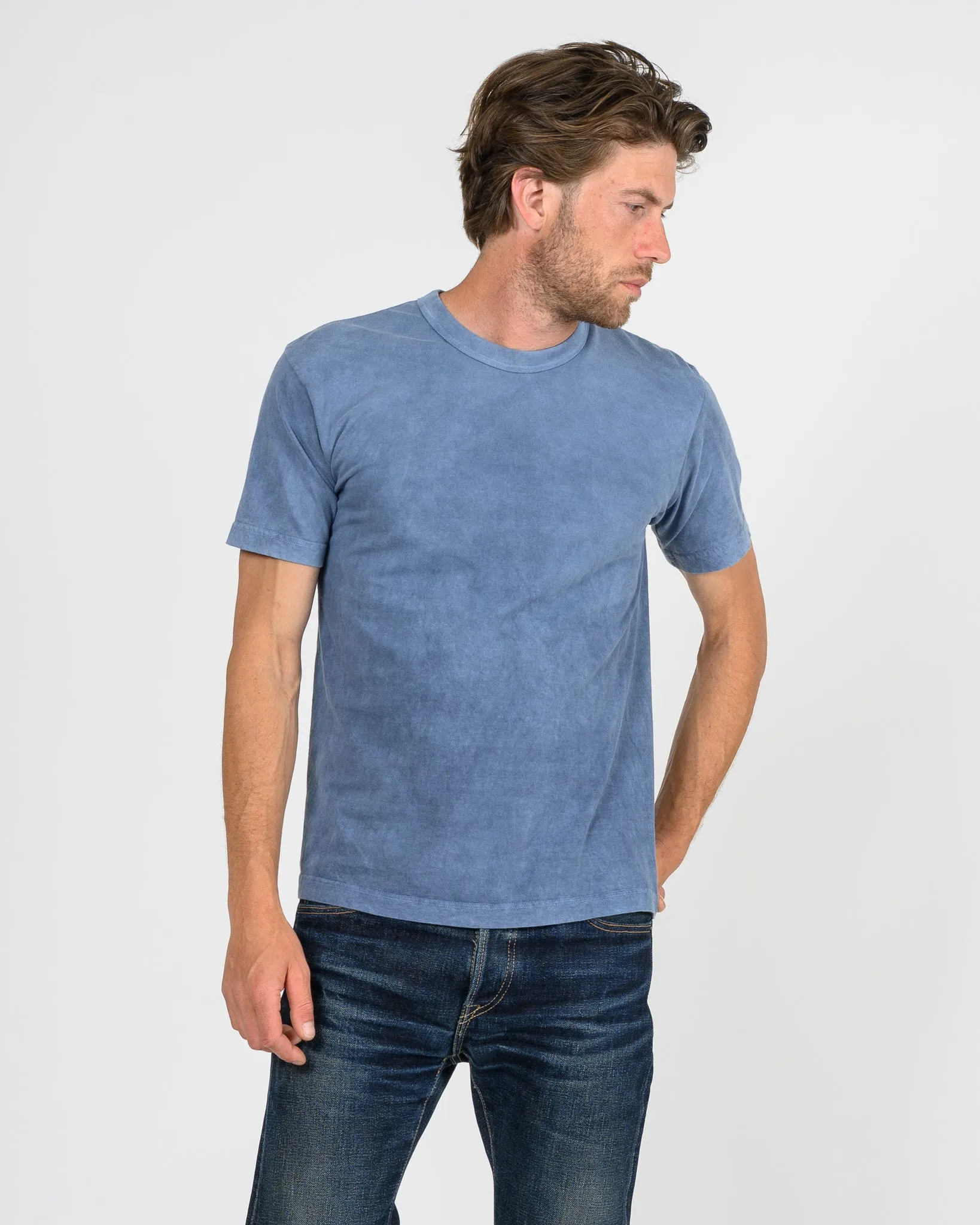 UTILITEES - 5.5oz Loopwheel Crew Neck T-Shirt - Natural Indigo / White Body sold by Iron Heart product image thumbnail 2