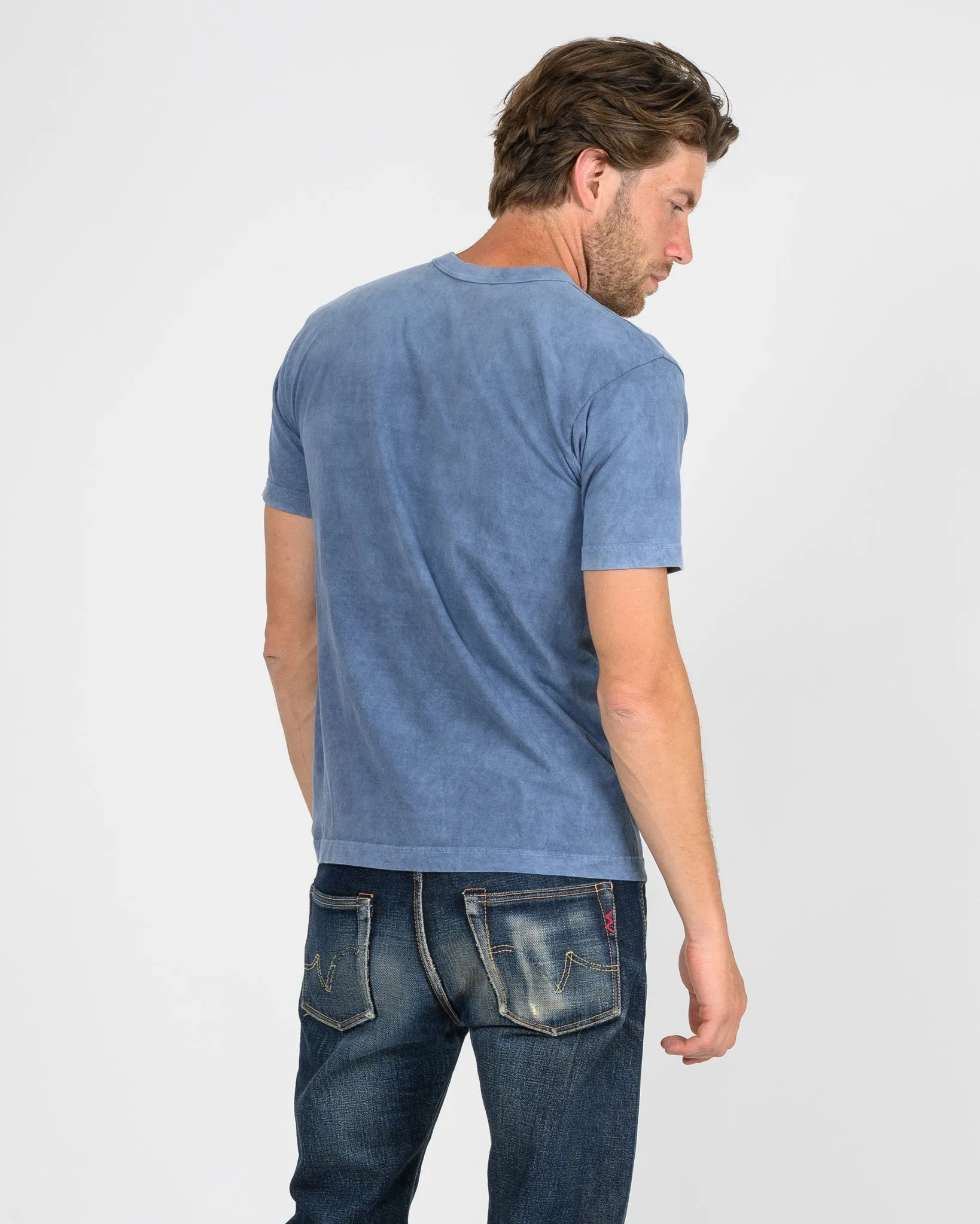UTILITEES - 5.5oz Loopwheel Crew Neck T-Shirt - Natural Indigo / White Body sold by Iron Heart product image thumbnail 3