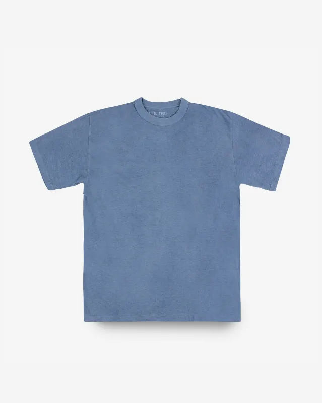 UTILITEES - 5.5oz Loopwheel Crew Neck T-Shirt - Natural Indigo / White Body sold by Iron Heart