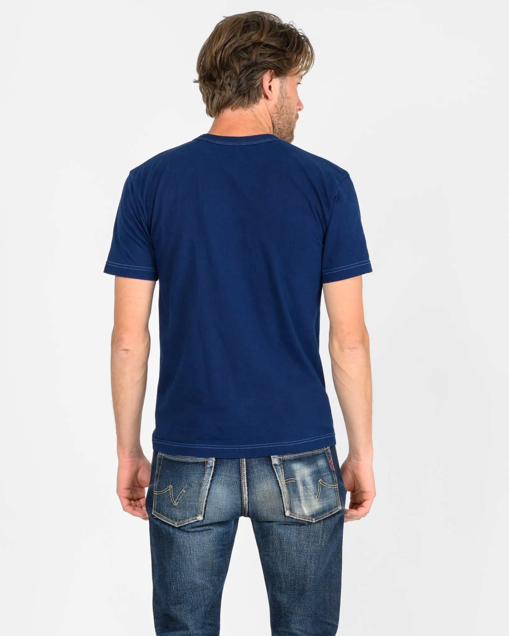 UTILITEES - 5.5oz Loopwheel Crew Neck T-Shirt - Pure Indigo sold by Iron Heart product image thumbnail 3