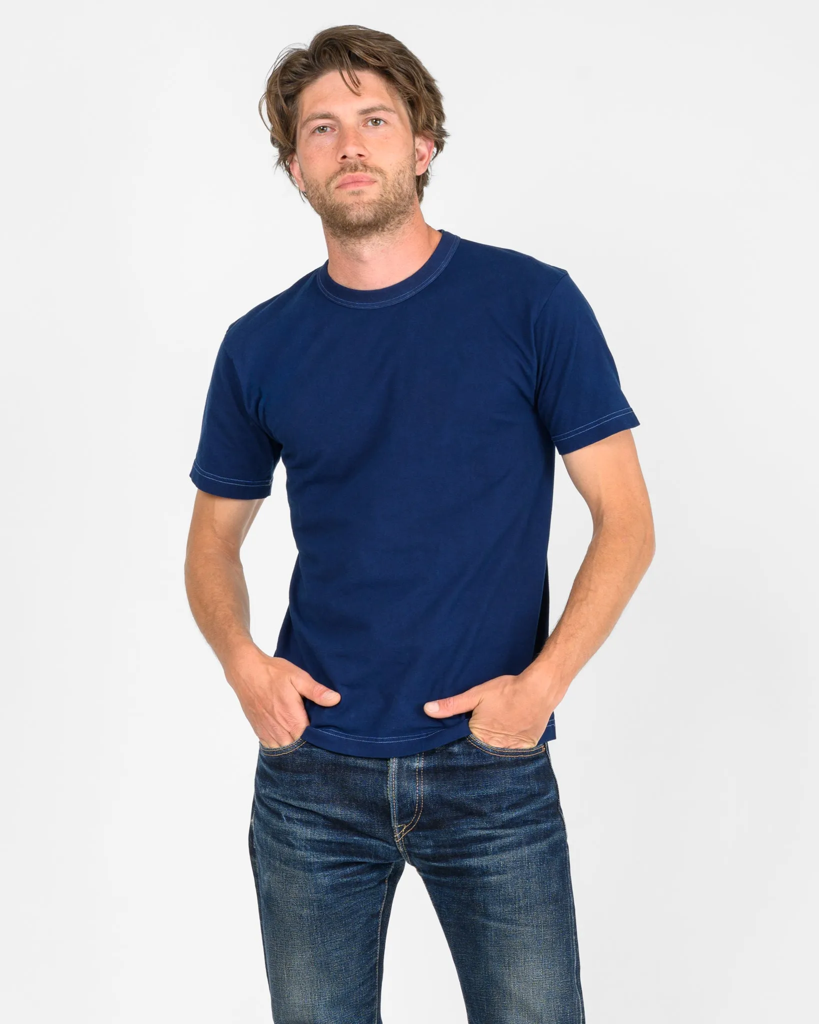 UTILITEES - 5.5oz Loopwheel Crew Neck T-Shirt - Pure Indigo sold by Iron Heart product image thumbnail 2