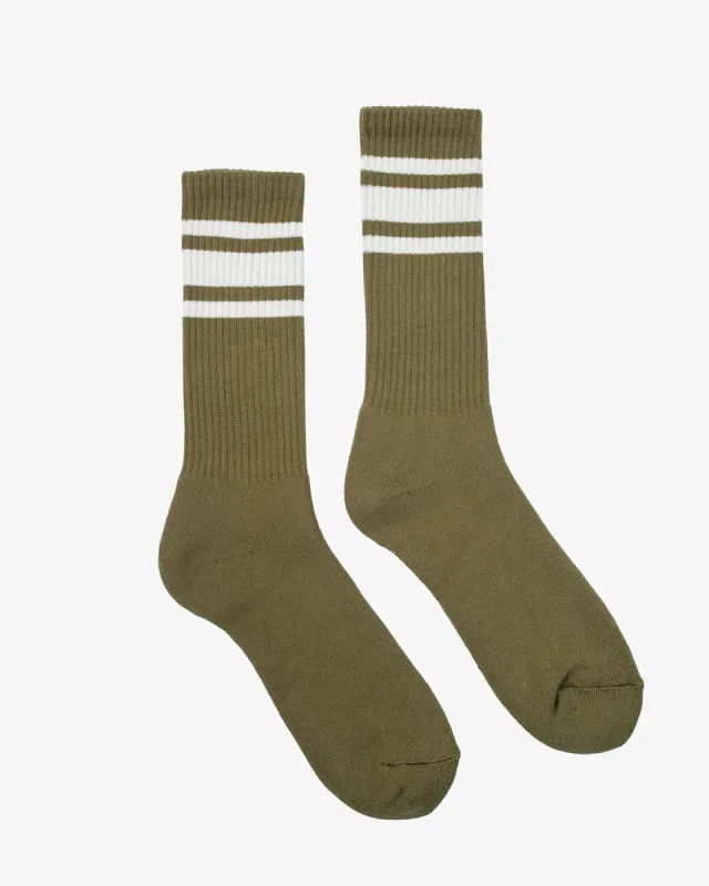 Decka Showatabé '80s Skater Socks - Olive x Ecru sold by Iron Heart