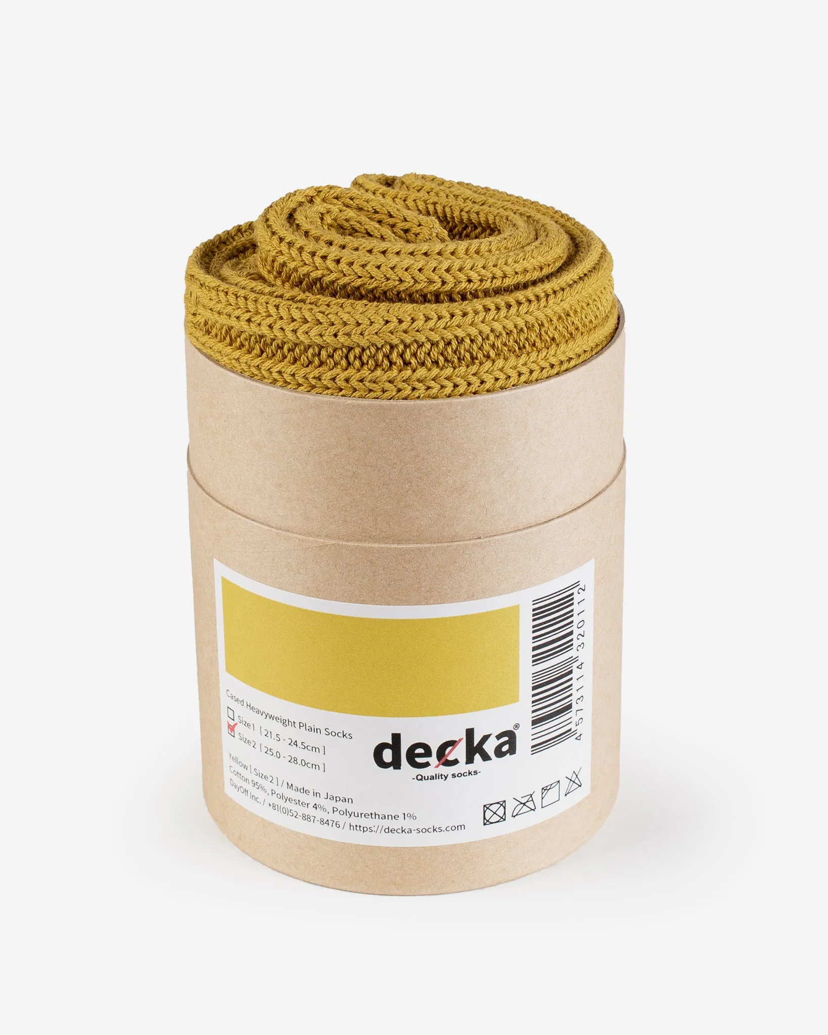 Decka Cased Heavyweight Plain Socks - Yellow sold by Iron Heart