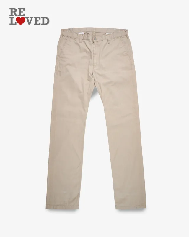 9oz Mercerised Selvedge Cotton Chinos - Khaki (IH-717-KHA) Tag 40, Hemmed to 35.0" sold by Iron Heart