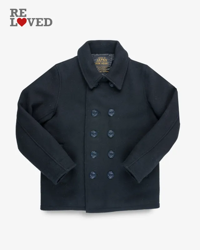 Water Repellent Melton Wool Pea Coat - Black (IHW-14) Size Small sold by Iron Heart