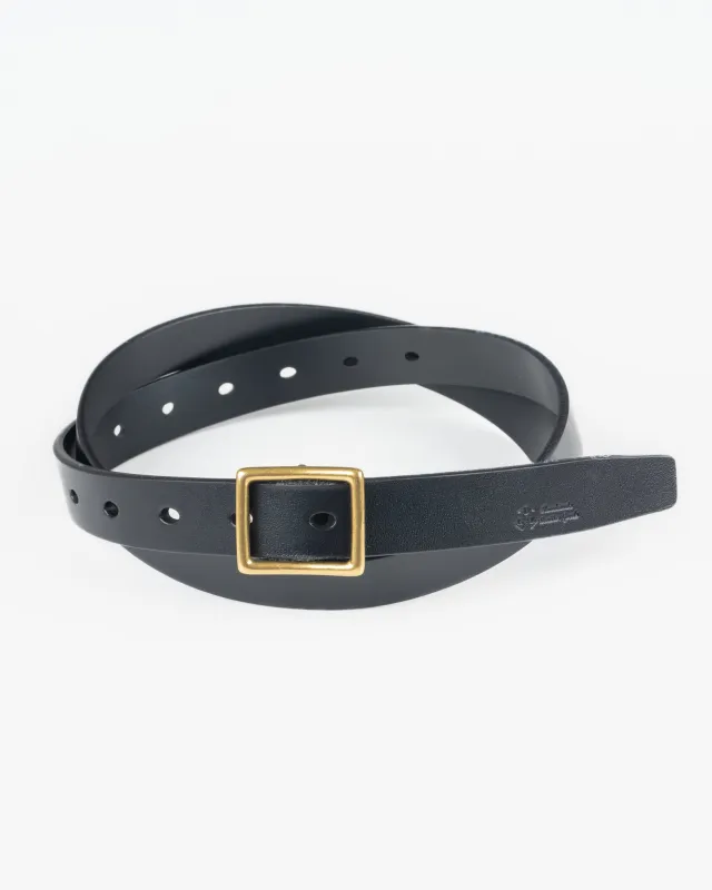 OGL Obbies Square Buckle Leather Belt - Full Dyed Black sold by Iron Heart