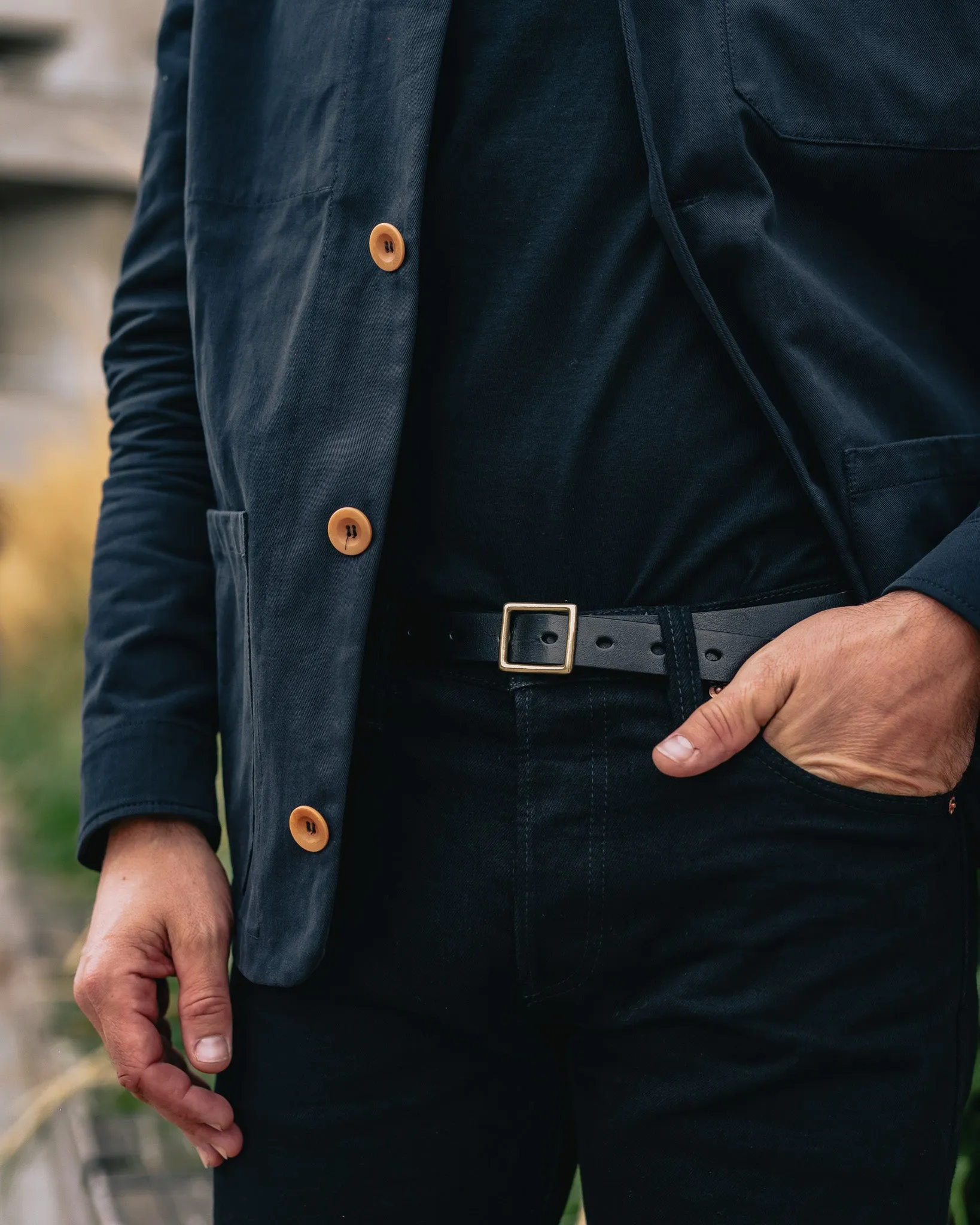 OGL Obbies Square Buckle Leather Belt - Full Dyed Black sold by Iron Heart product image thumbnail 2
