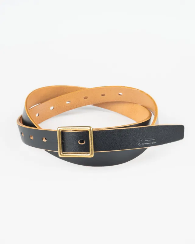 OGL Obbies Square Buckle Leather Belt - Hand Dyed Black sold by Iron Heart