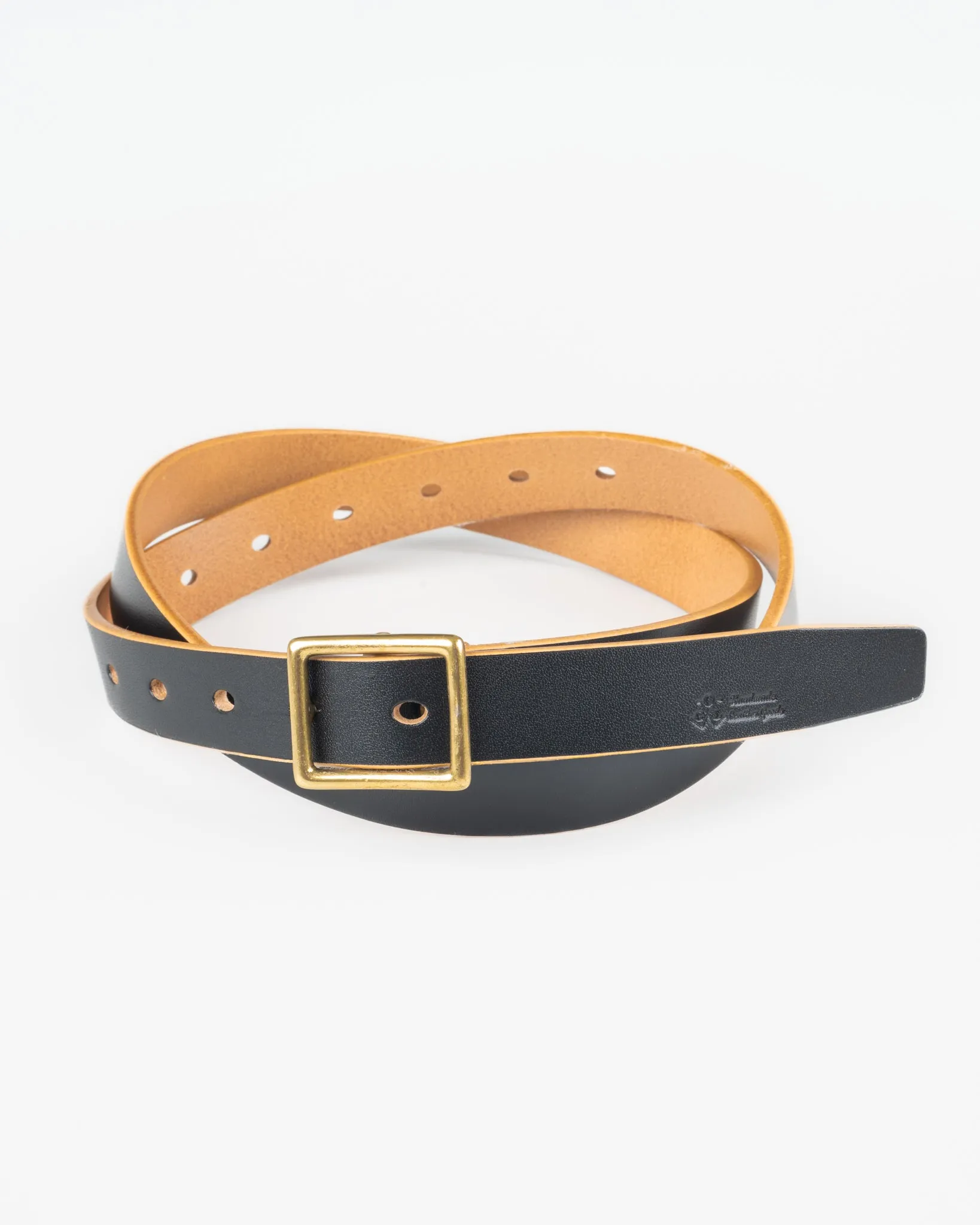 OGL Obbies Square Buckle Leather Belt - Hand Dyed Black sold by Iron Heart