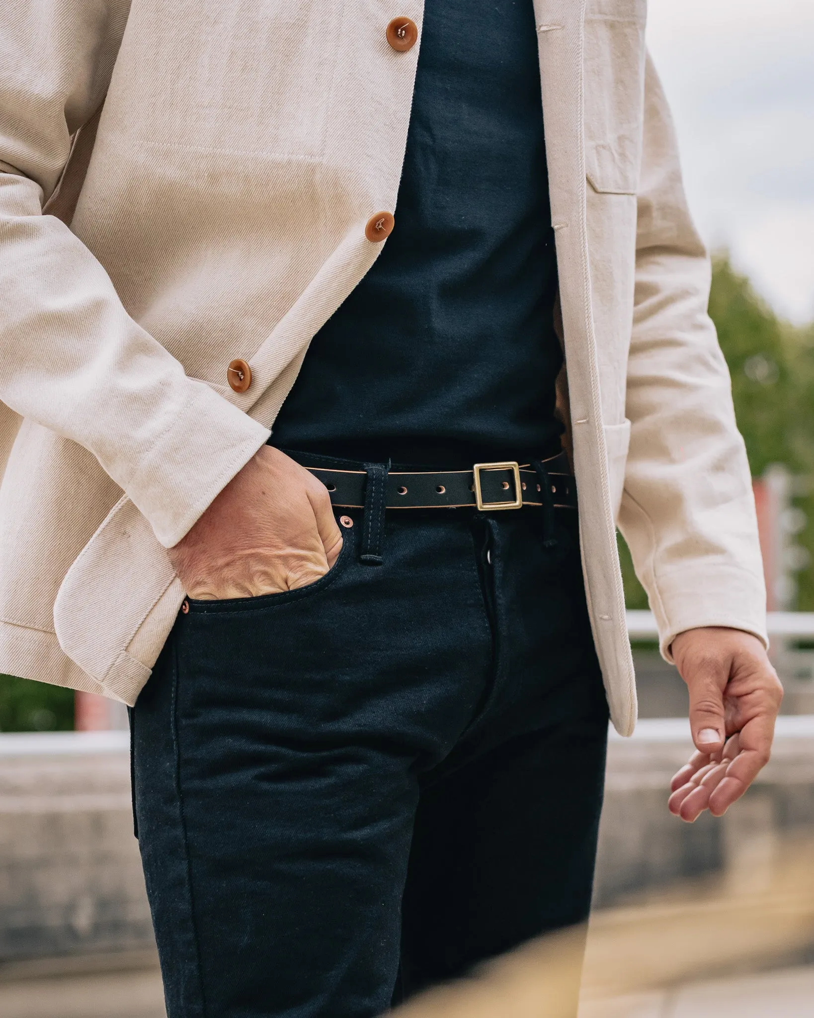 OGL Obbies Square Buckle Leather Belt - Hand Dyed Black sold by Iron Heart product image thumbnail 2