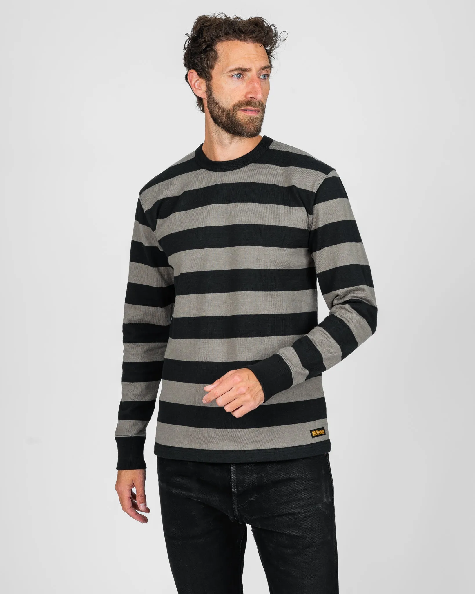 11oz Cotton Knit Long-Sleeved Sweater - Grey/Black sold by Iron Heart product image thumbnail 2