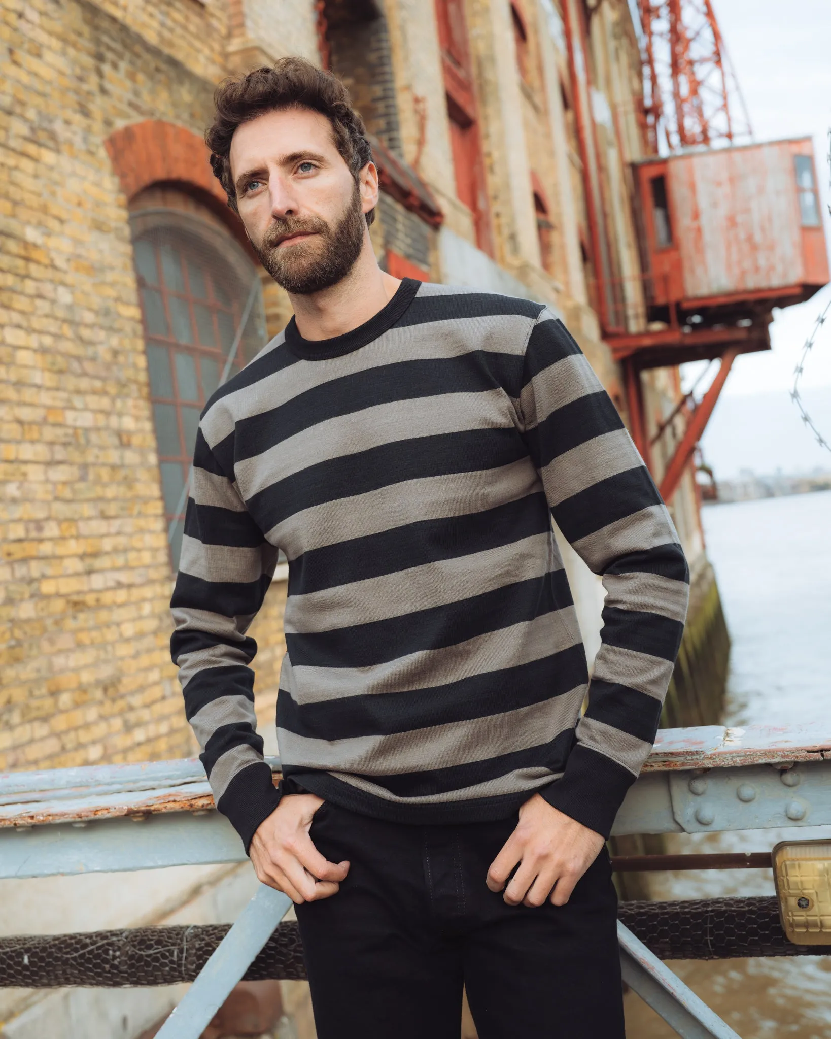 11oz Cotton Knit Long-Sleeved Sweater - Grey/Black sold by Iron Heart product image thumbnail 4