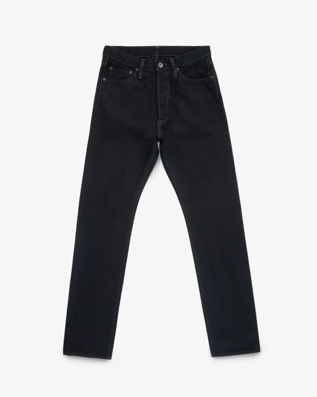 14oz Selvedge Denim Relaxed Tapered Cut Jeans - Indigo Overdyed Black sold by Iron Heart