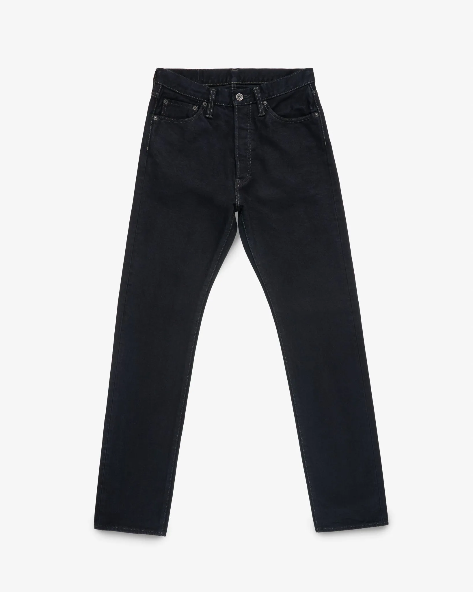 14oz Selvedge Denim Relaxed Tapered Cut Jeans - Indigo Overdyed Black sold by Iron Heart