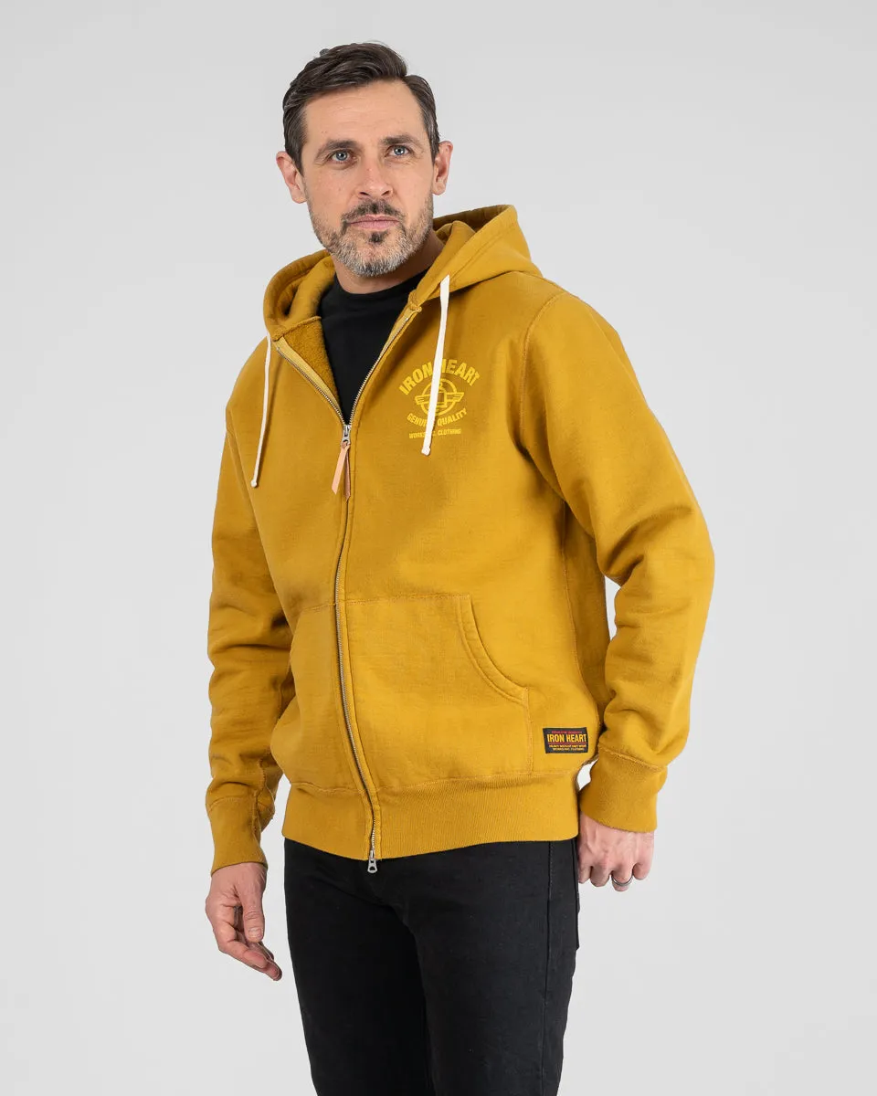 Printed 14oz Ultra Heavyweight Loopwheel Cotton Zippered Hoodie - Mustard sold by Iron Heart product image thumbnail 2