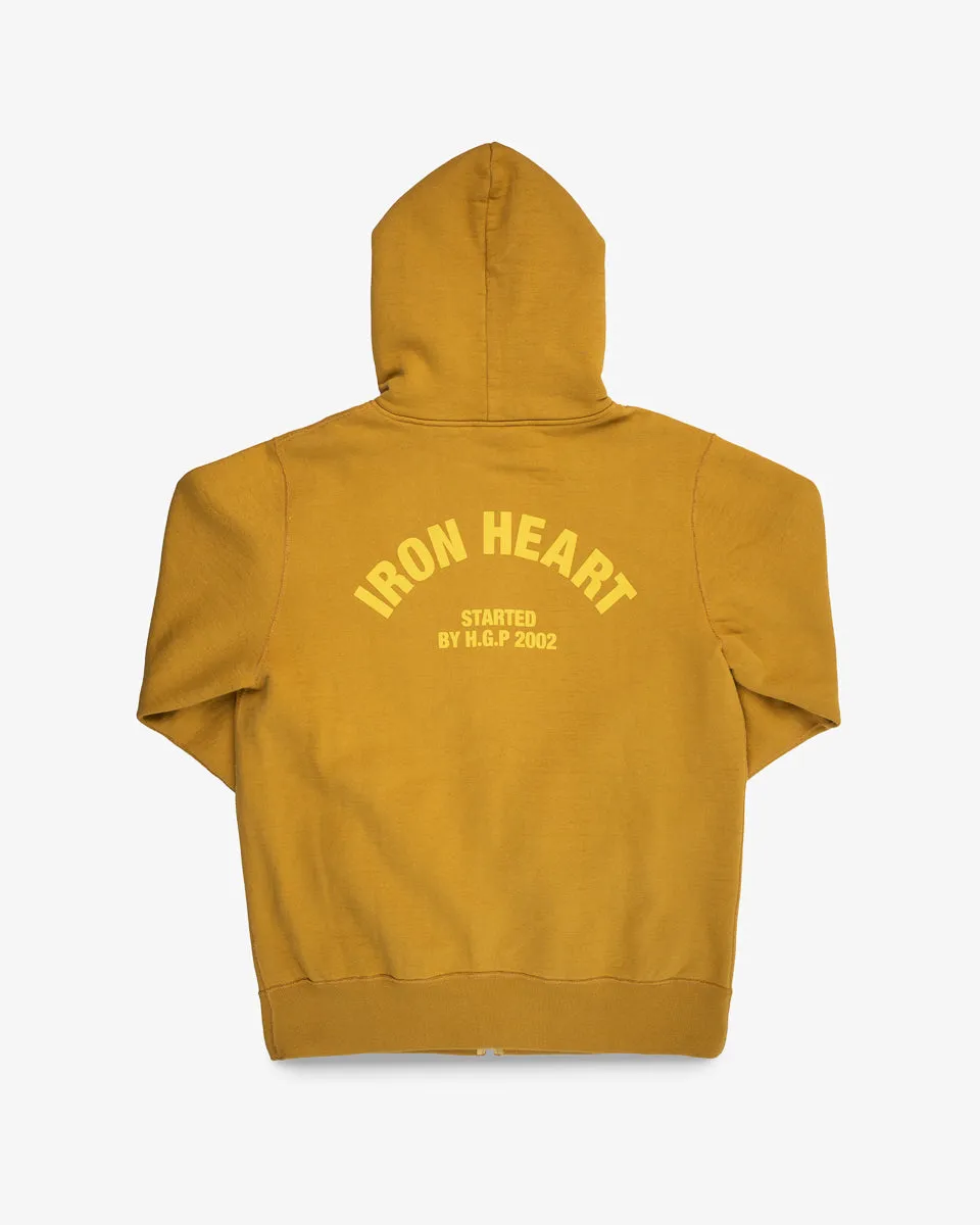 Printed 14oz Ultra Heavyweight Loopwheel Cotton Zippered Hoodie - Mustard sold by Iron Heart product image thumbnail 5