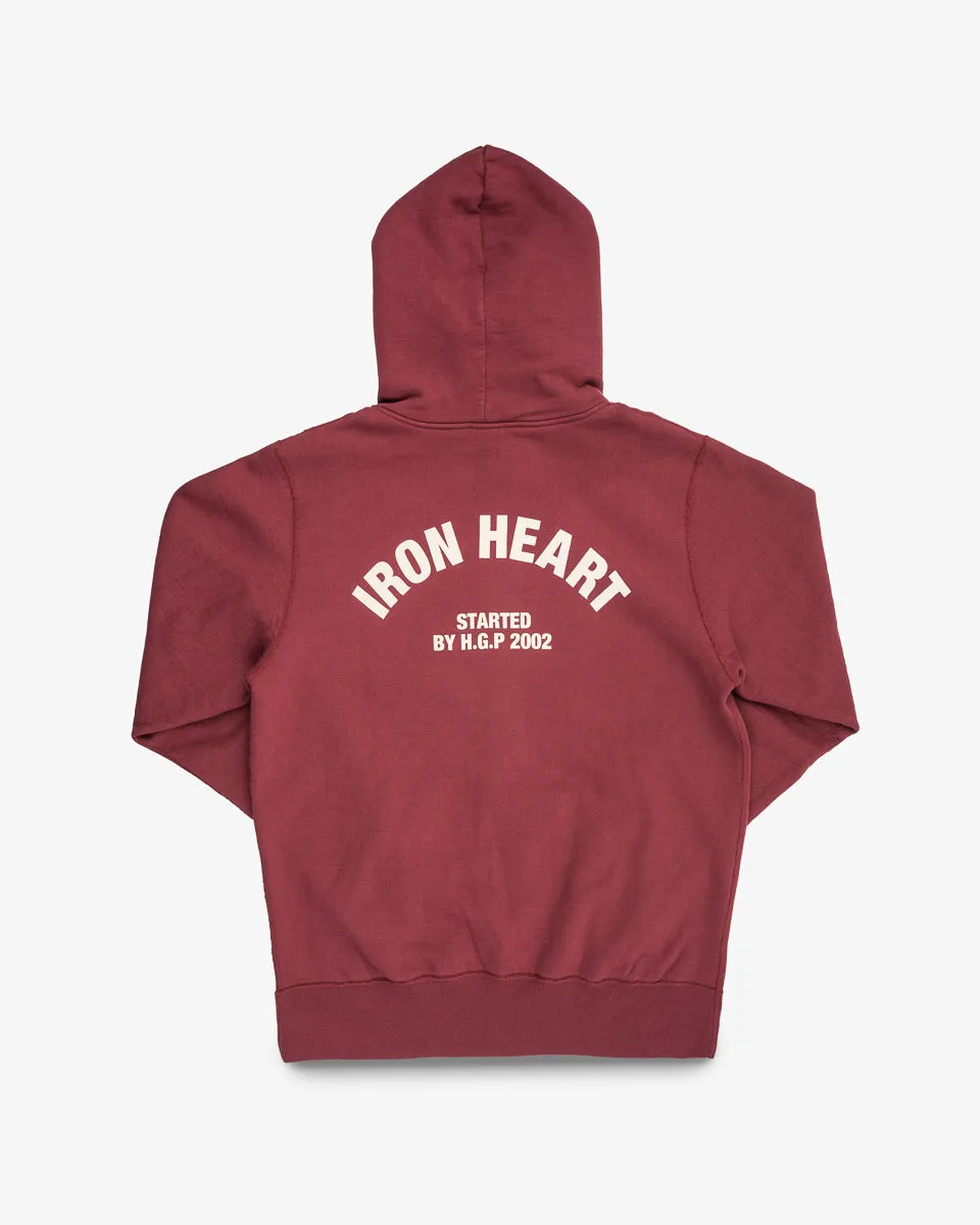 Printed 14oz Ultra Heavyweight Loopwheel Cotton Zippered Hoodie - Burgundy sold by Iron Heart product image thumbnail 4