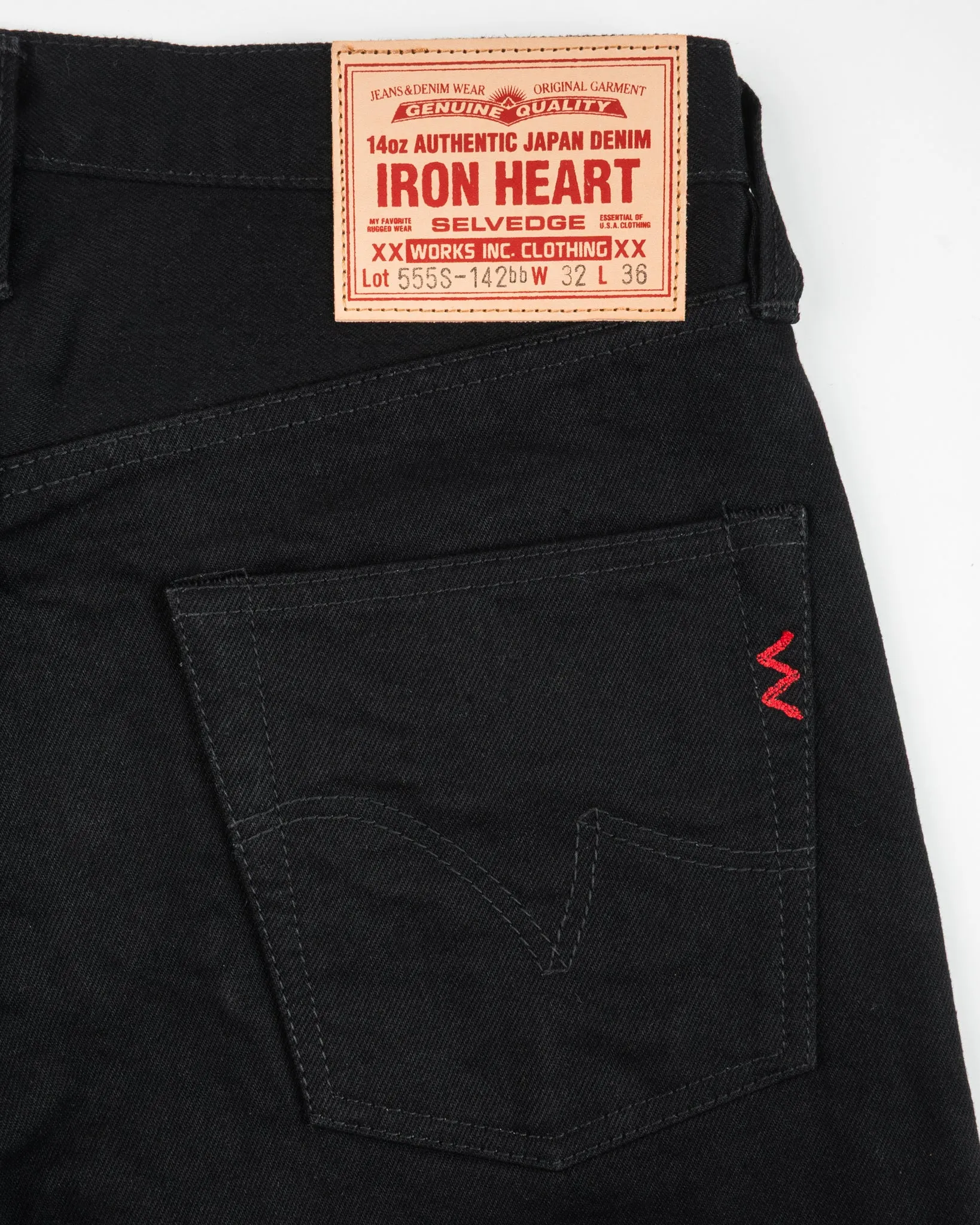 14oz Selvedge Denim Slim Cut Jeans - Black/Black sold by Iron Heart product image thumbnail 5