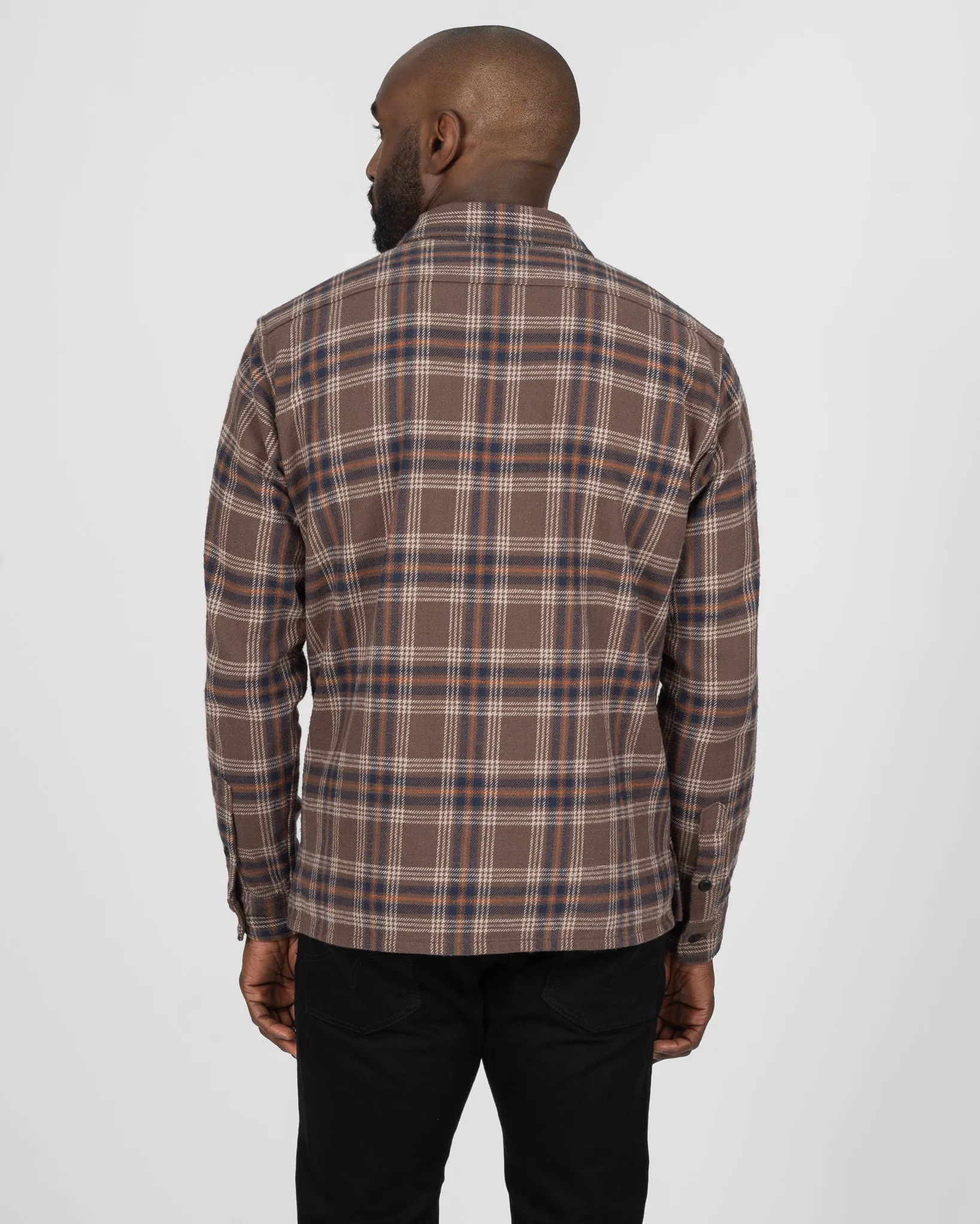 Slubby Heavy Flannel Check Work Overshirt - Brown sold by Iron Heart product image thumbnail 4