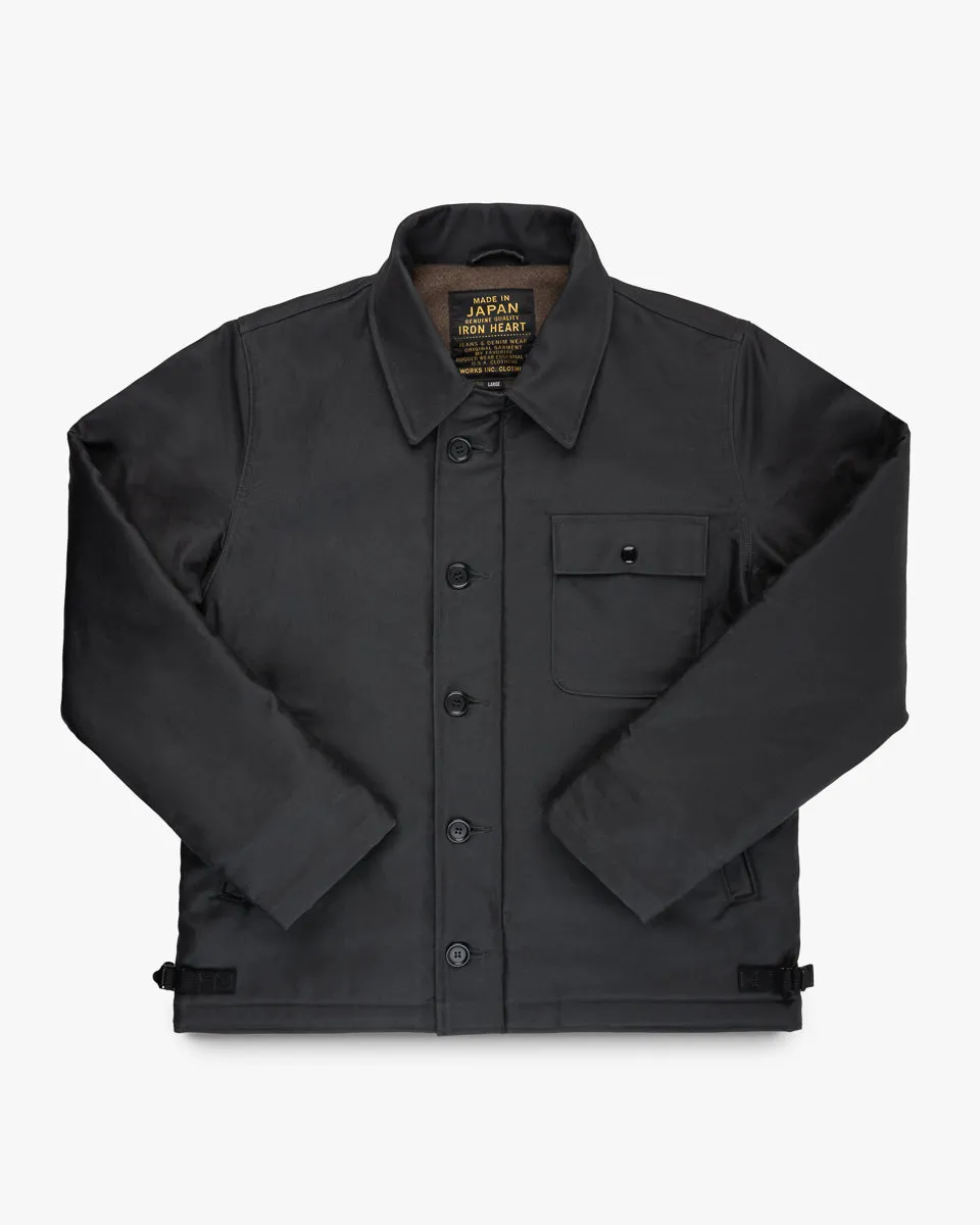 Oiled Whipcord A2 Deck Jacket - Black sold by Iron Heart