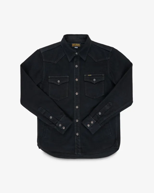 18oz Vintage Selvedge Denim CPO Shirt - Indigo Overdyed Black sold by Iron Heart