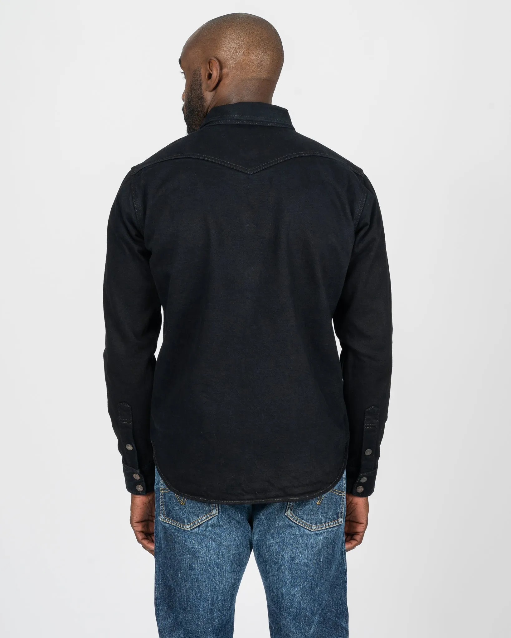18oz Vintage Selvedge Denim CPO Shirt - Indigo Overdyed Black sold by Iron Heart product image thumbnail 3