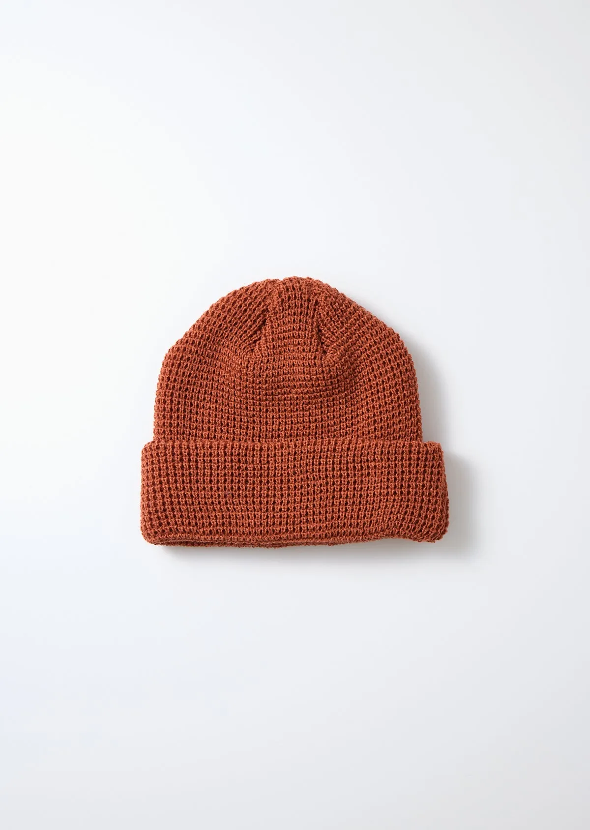 ROTOTO - Cotton Waffle Knit Watch Cap - Terracotta sold by Iron Heart
