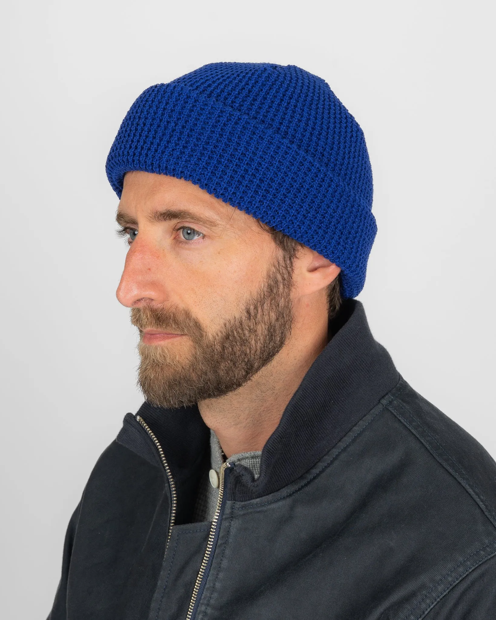 ROTOTO - Cotton Waffle Knit Watch Cap - Royal Blue sold by Iron Heart product image thumbnail 2