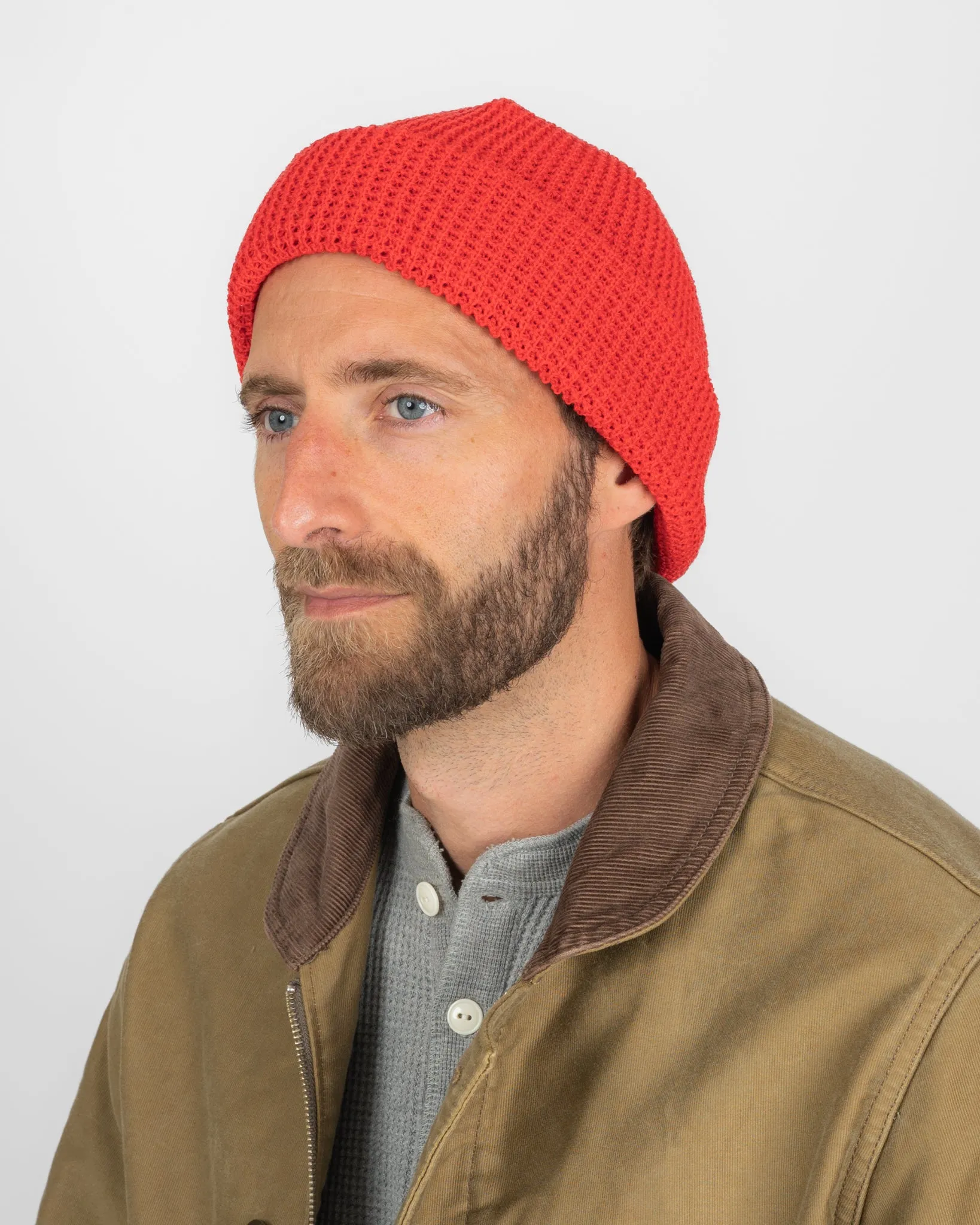 ROTOTO - Cotton Waffle Knit Watch Cap - Red sold by Iron Heart product image thumbnail 2