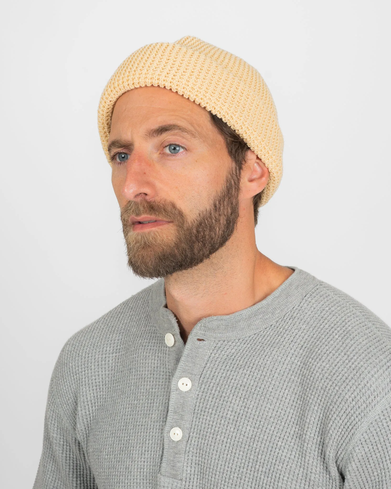 ROTOTO - Cotton Waffle Knit Watch Cap - Raw Beige sold by Iron Heart product image thumbnail 2