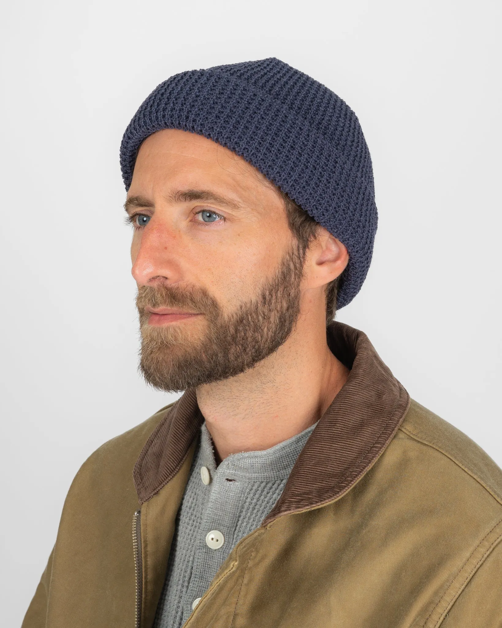 ROTOTO - Cotton Waffle Knit Watch Cap - Faded Navy sold by Iron Heart product image thumbnail 2