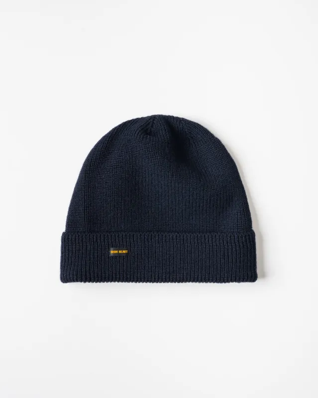 100% Wool Ribbed Beanie - Navy sold by Iron Heart