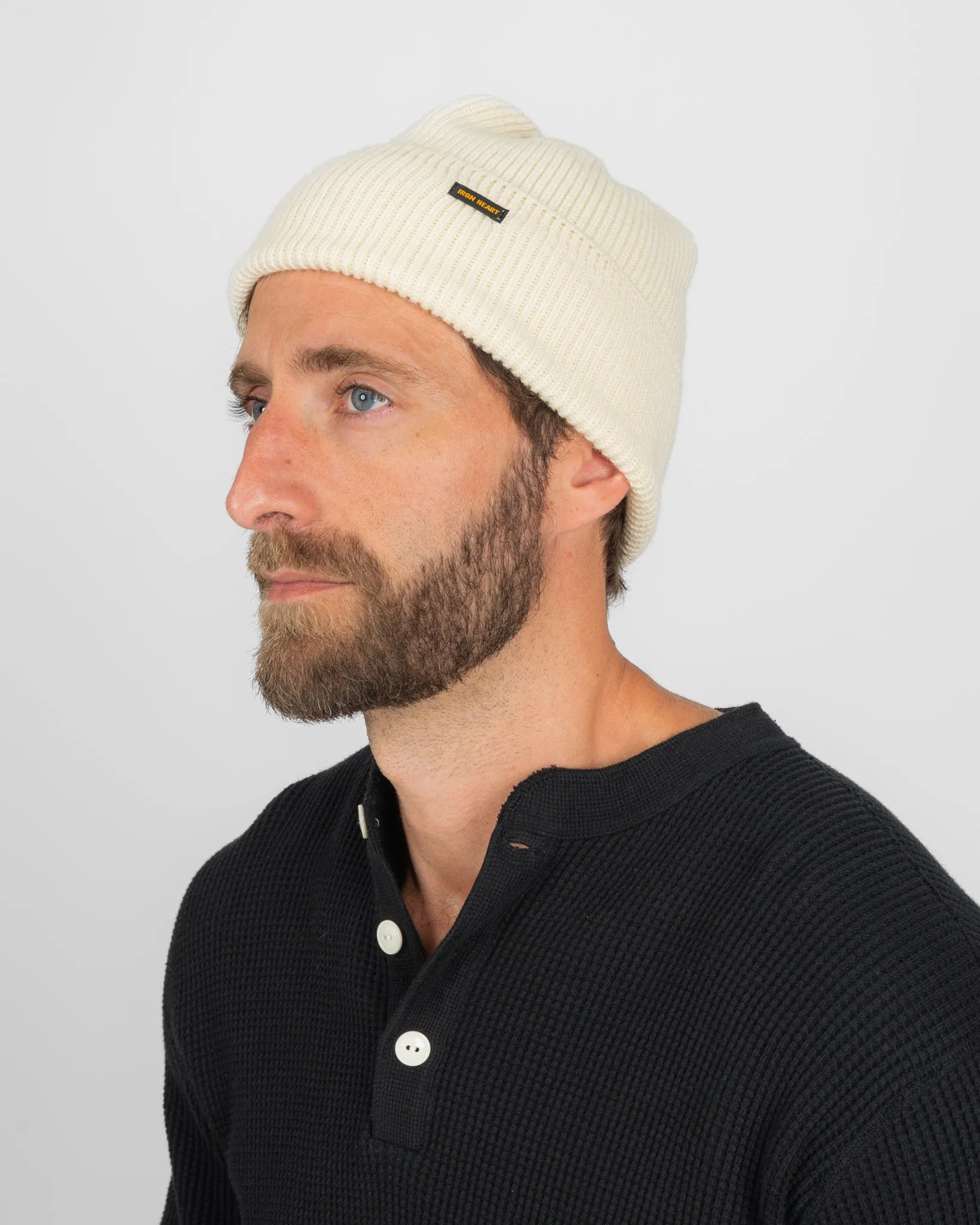 100% Wool Ribbed Beanie - White sold by Iron Heart product image thumbnail 2