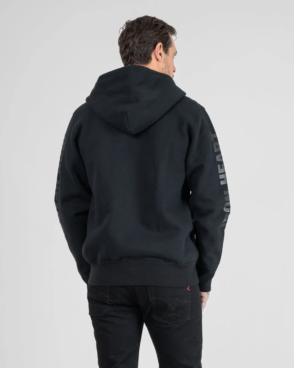 Printed 14oz Ultra Heavyweight Loopwheel Cotton Zippered Hoodie - Black sold by Iron Heart product image thumbnail 3