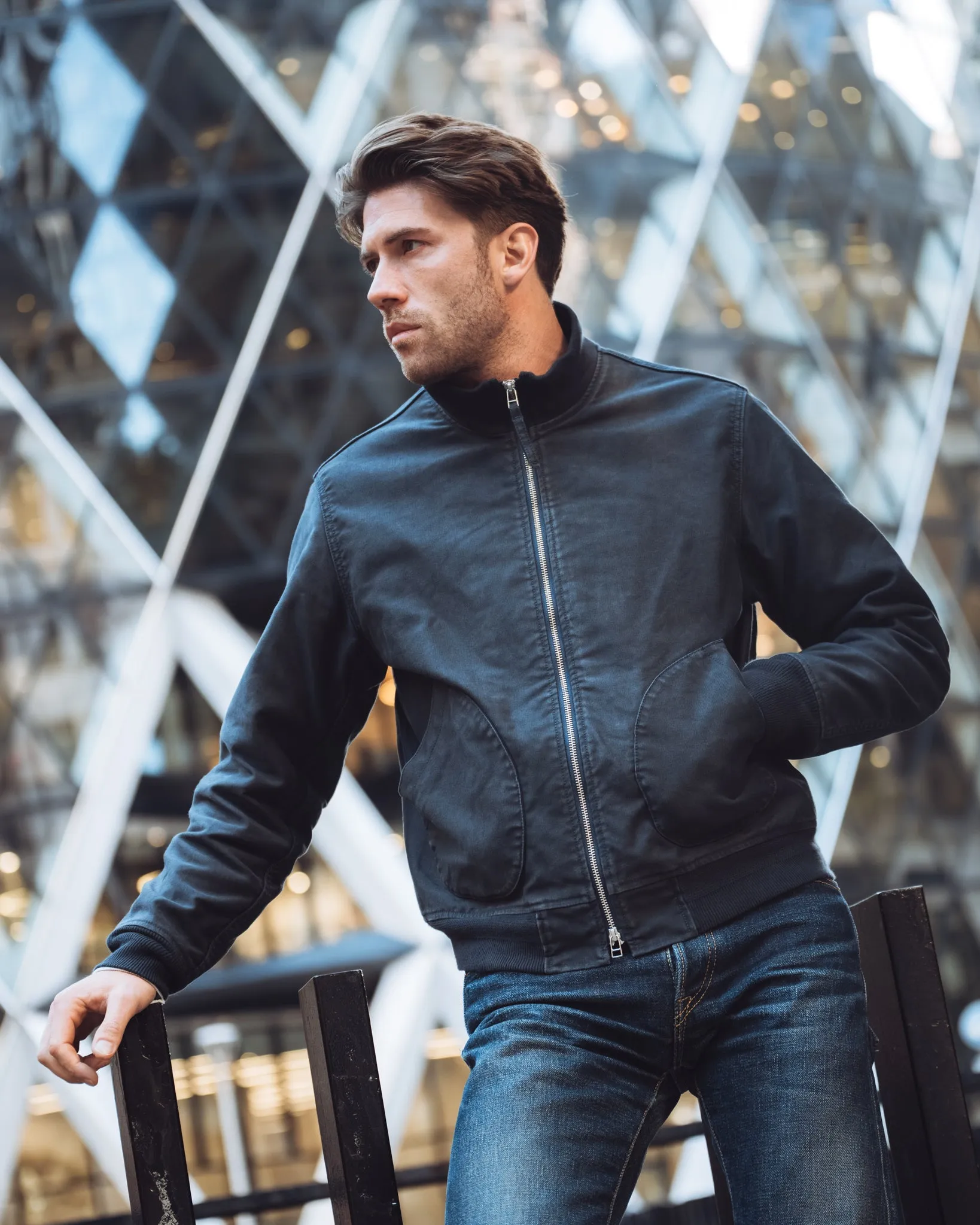 12oz Whipcord Tanker Jacket - Navy sold by Iron Heart product image thumbnail 4