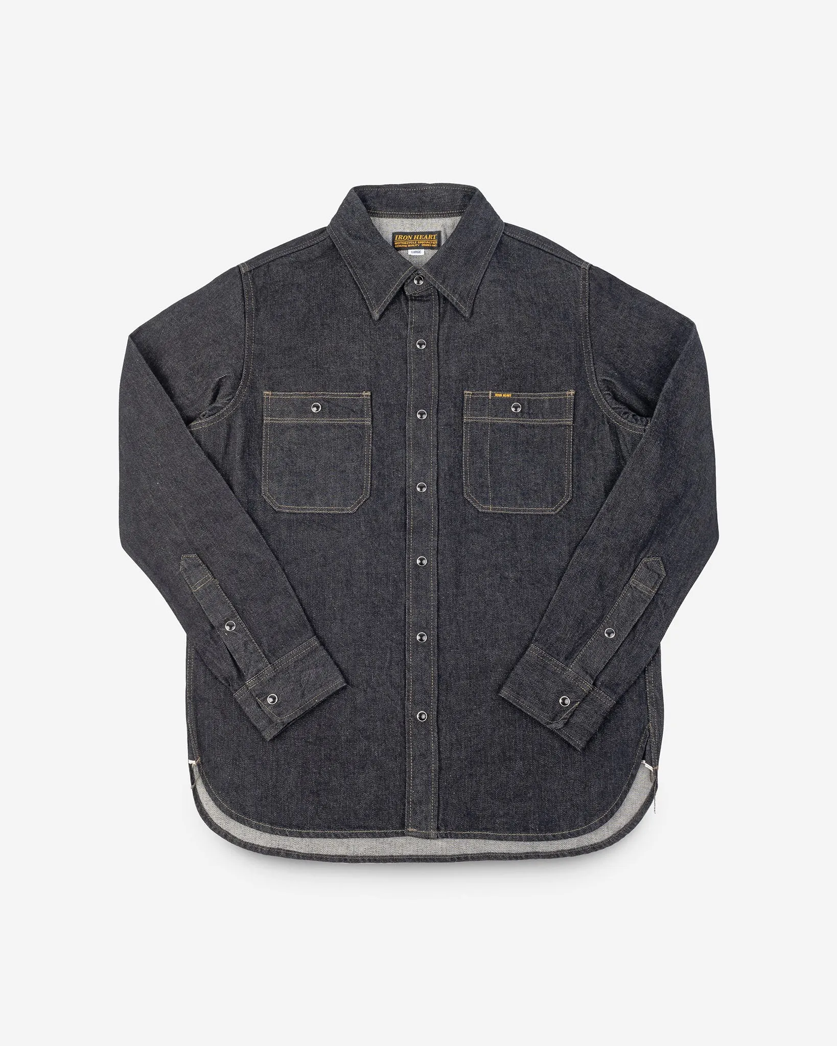 12oz Selvedge Denim Work Shirt With Snaps - Black sold by Iron Heart