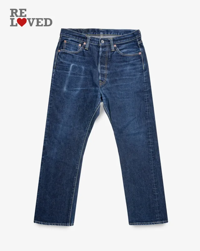 14oz Selvedge Denim Medium/High Rise Tapered Cut Jeans - Indigo (IH-888S-142) Tag 33, Hemmed to 27.1" sold by Iron Heart