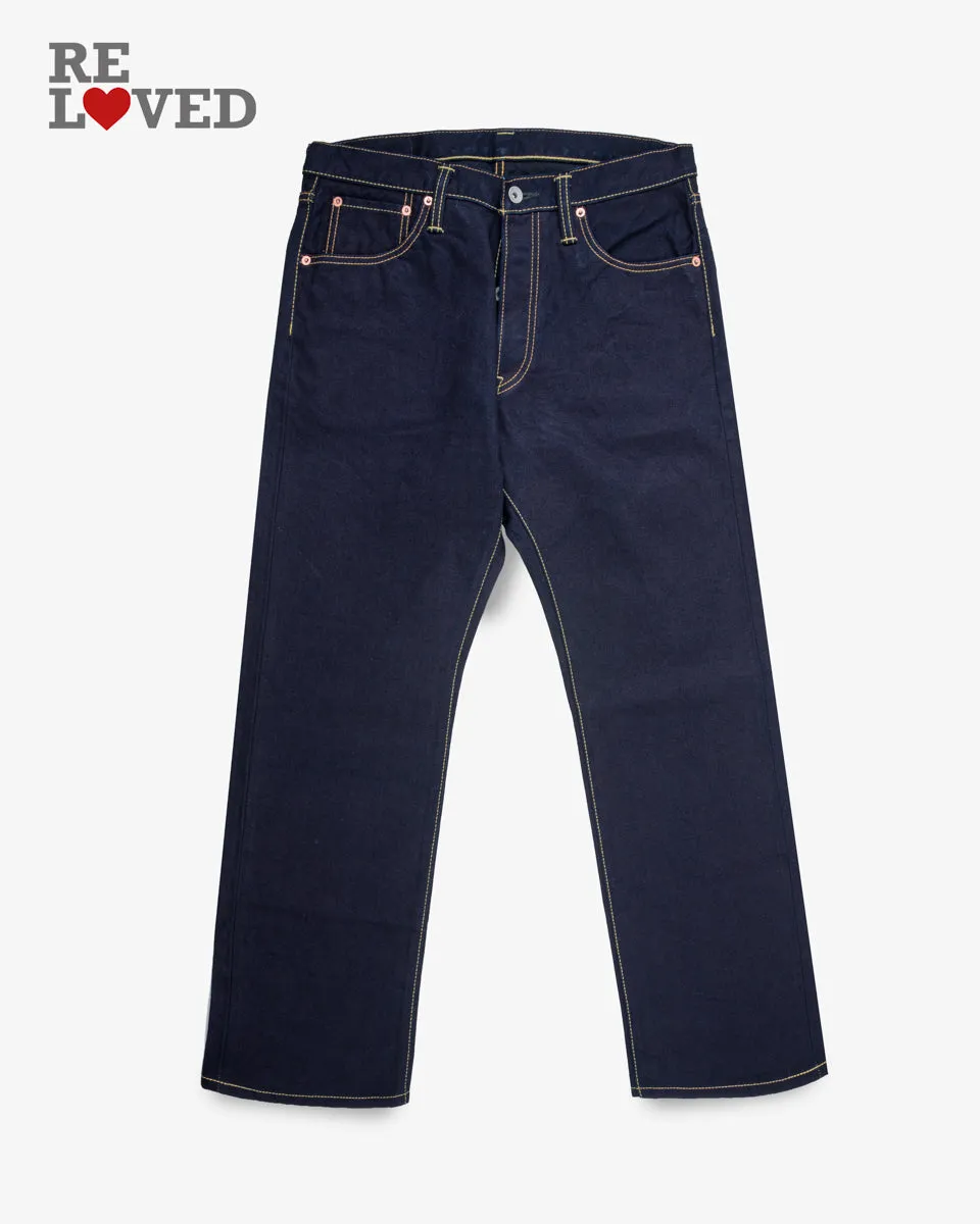 14oz Selvedge Denim Straight Cut Jeans - Indigo/Black (IH-634s-142ib) Tag 34, Hemmed to 29.0" sold by Iron Heart