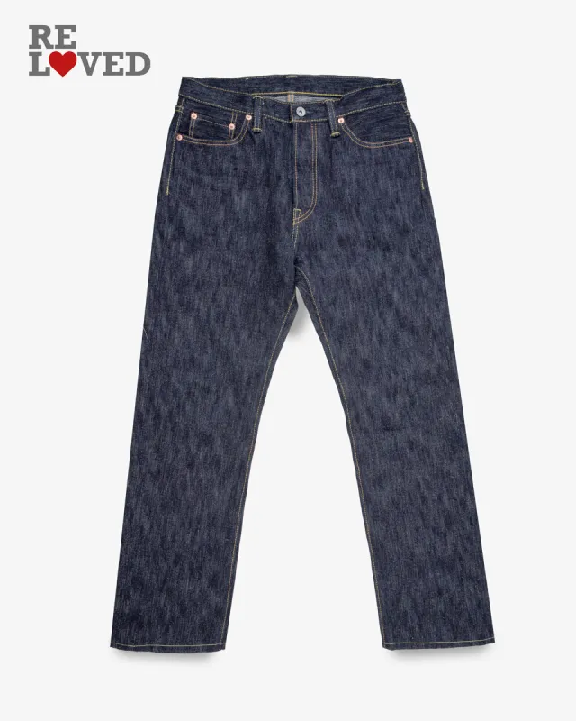16oz Slubby Selvedge Denim Relaxed Tapered Cut Jeans - Indigo (IH-888S-SLB) Tag 32, Hemmed to 30.0" sold by Iron Heart