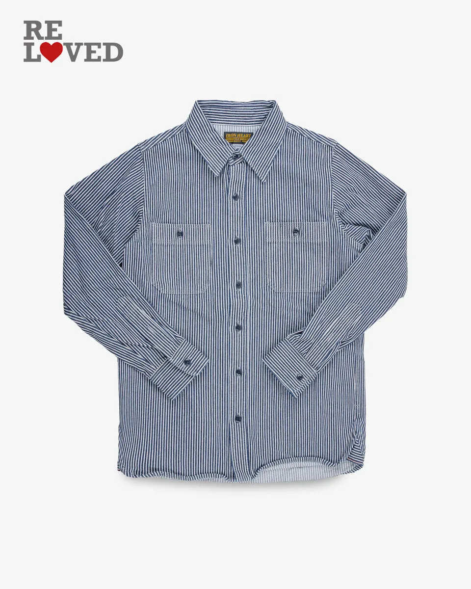 12oz Hickory Stripe Work Shirt - Indigo (IHSH-274-IND) Size Medium sold by Iron Heart