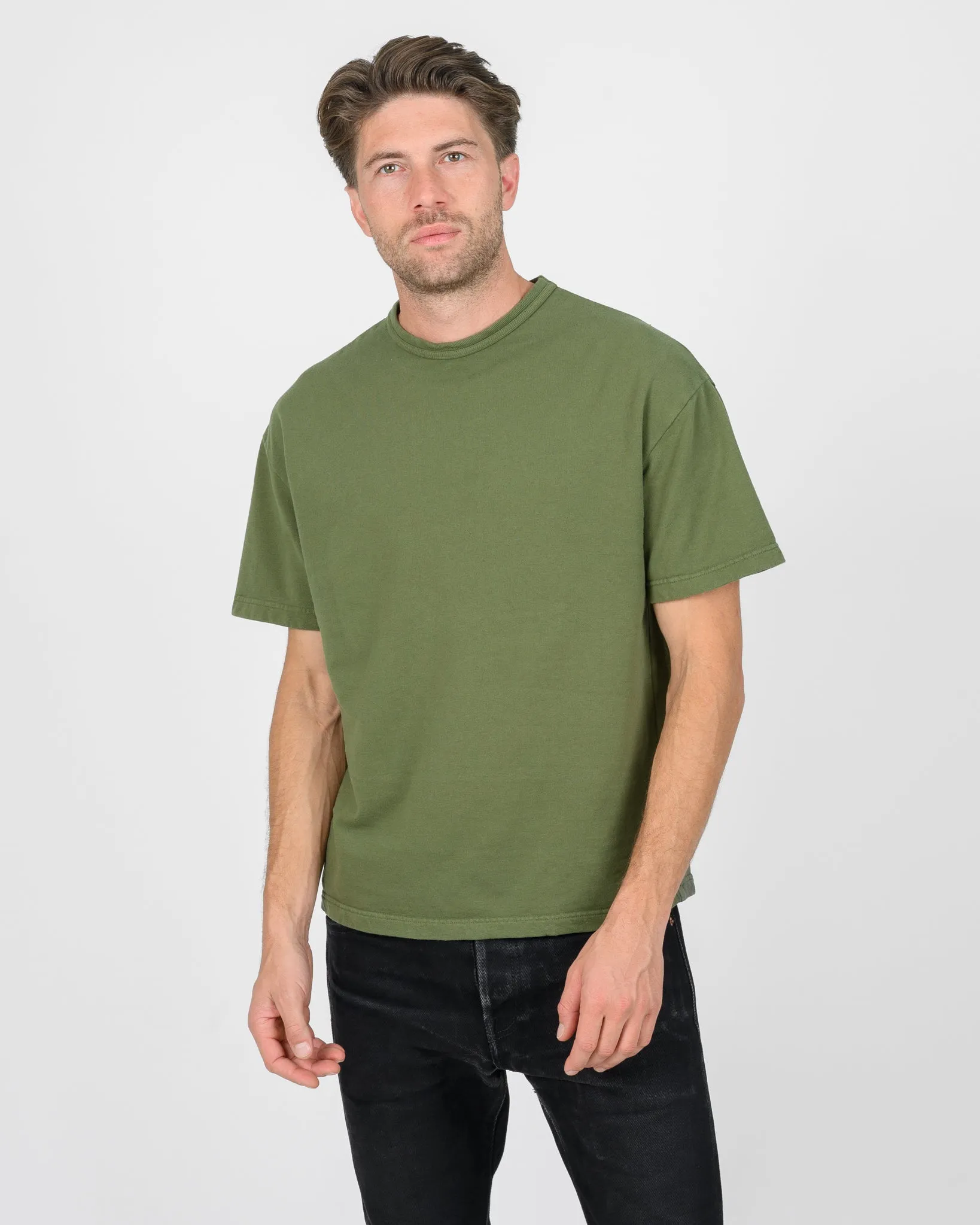 UTILITEES - 10oz Heavyweight Crew Neck T-Shirt - Olive sold by Iron Heart product image thumbnail 2