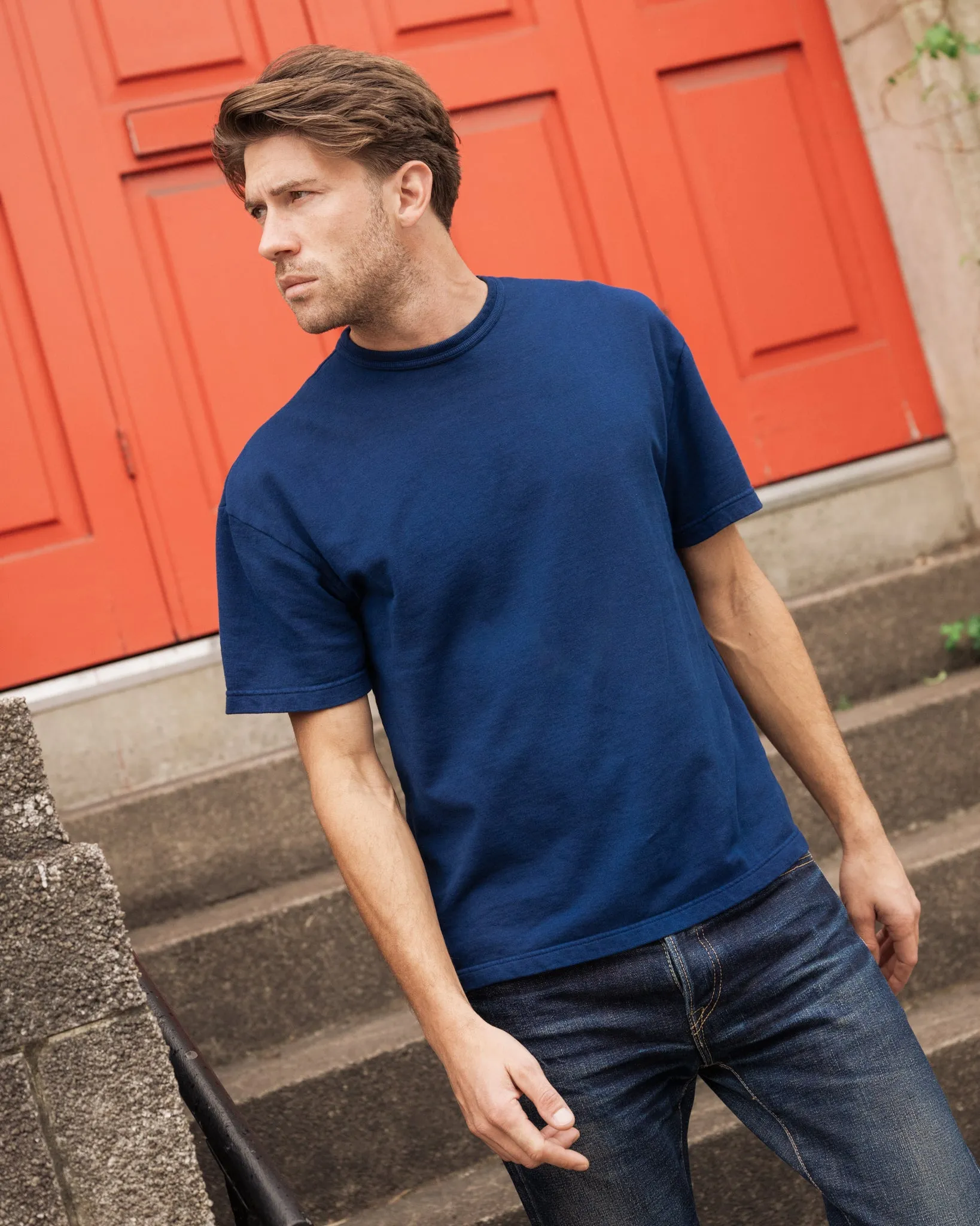 UTILITEES - 10oz Heavyweight Crew Neck T-Shirt - Pure Indigo sold by Iron Heart product image thumbnail 4